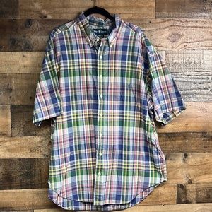 Ralph Lauren Classic Fit Short Sleeve Button Down Plaid Shirt Men's Size 2X Big